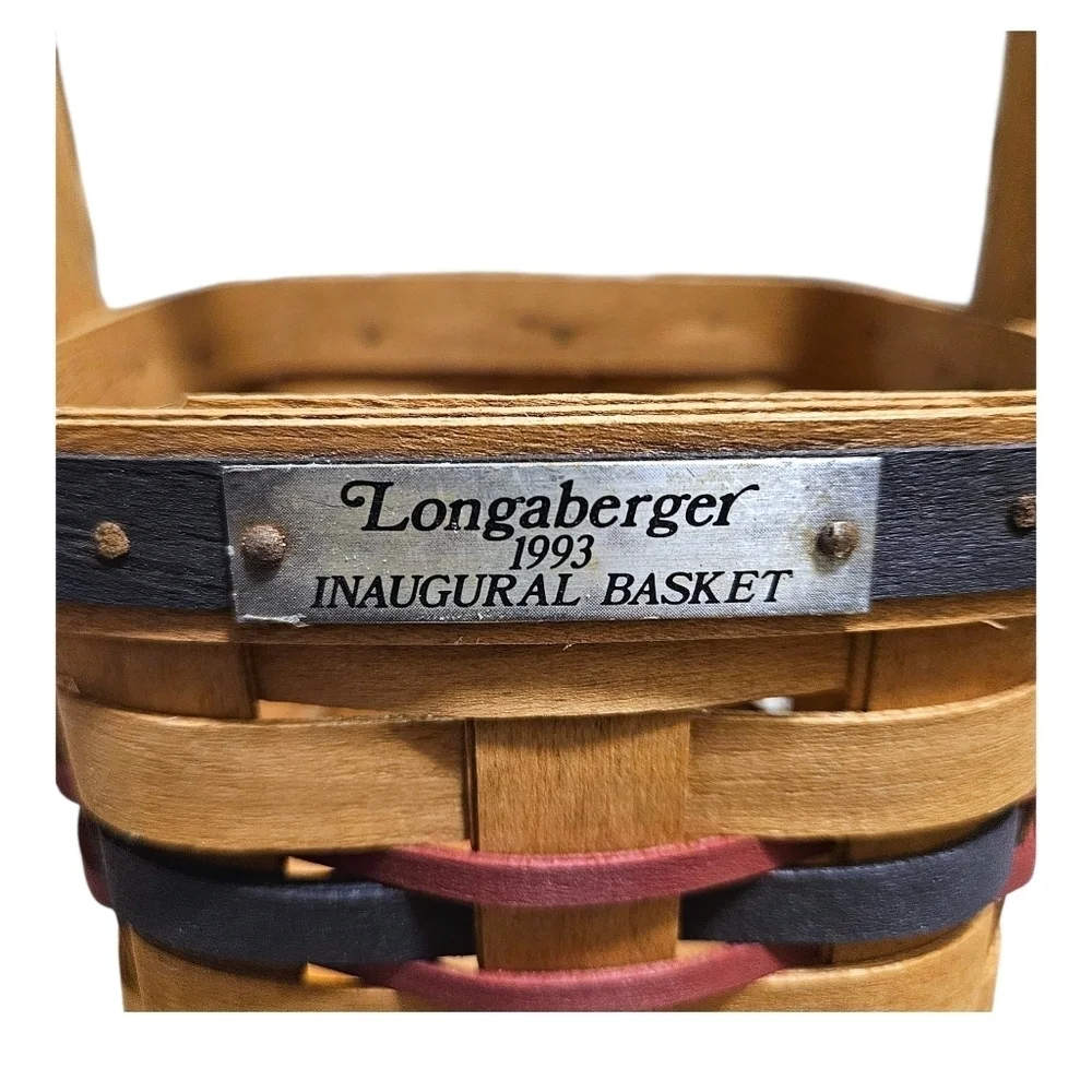 Longaberger 1993 Inaugural Basket Set Signed Red White Blue Americana USA Stars